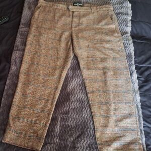 Men's Brown Plaid Casual Trousers